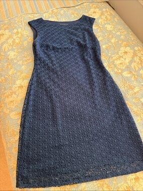 Jessica Howard Navy Circular Lace Sheath Dress - Sleeveless